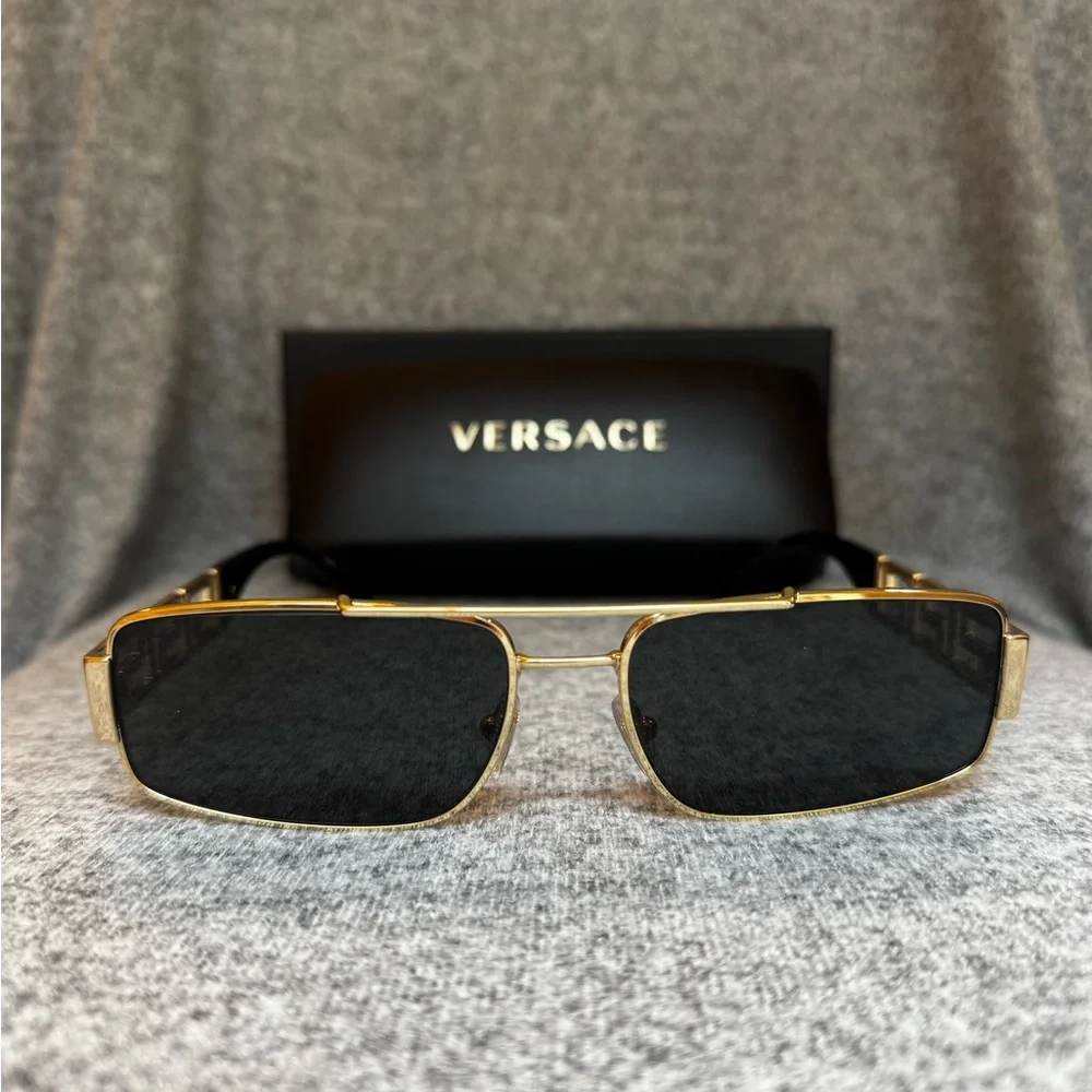 Men’s Versace Sunglasses with Gold Frame and Black Lenses